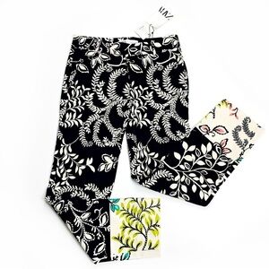 ZARA Ankle Floral Pants | Black Cream Botanical | Cotton Stretch | Size 2